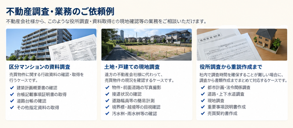 不動産の現地調査・物件確認代行 調査・業務事例